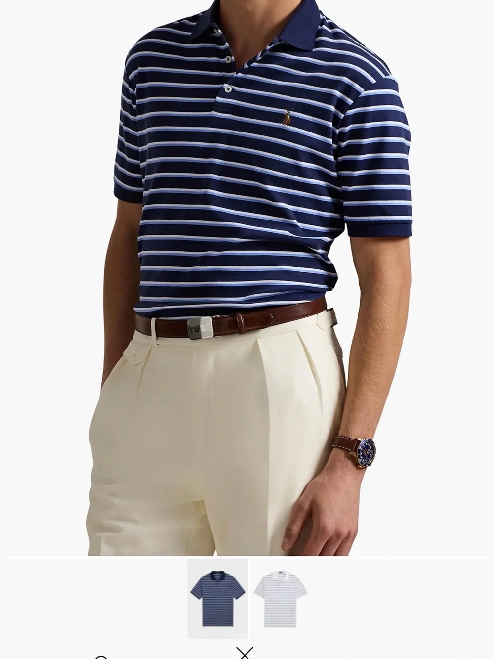 Ralph Lauren Navy and Light Blue Striped Polo Shirt